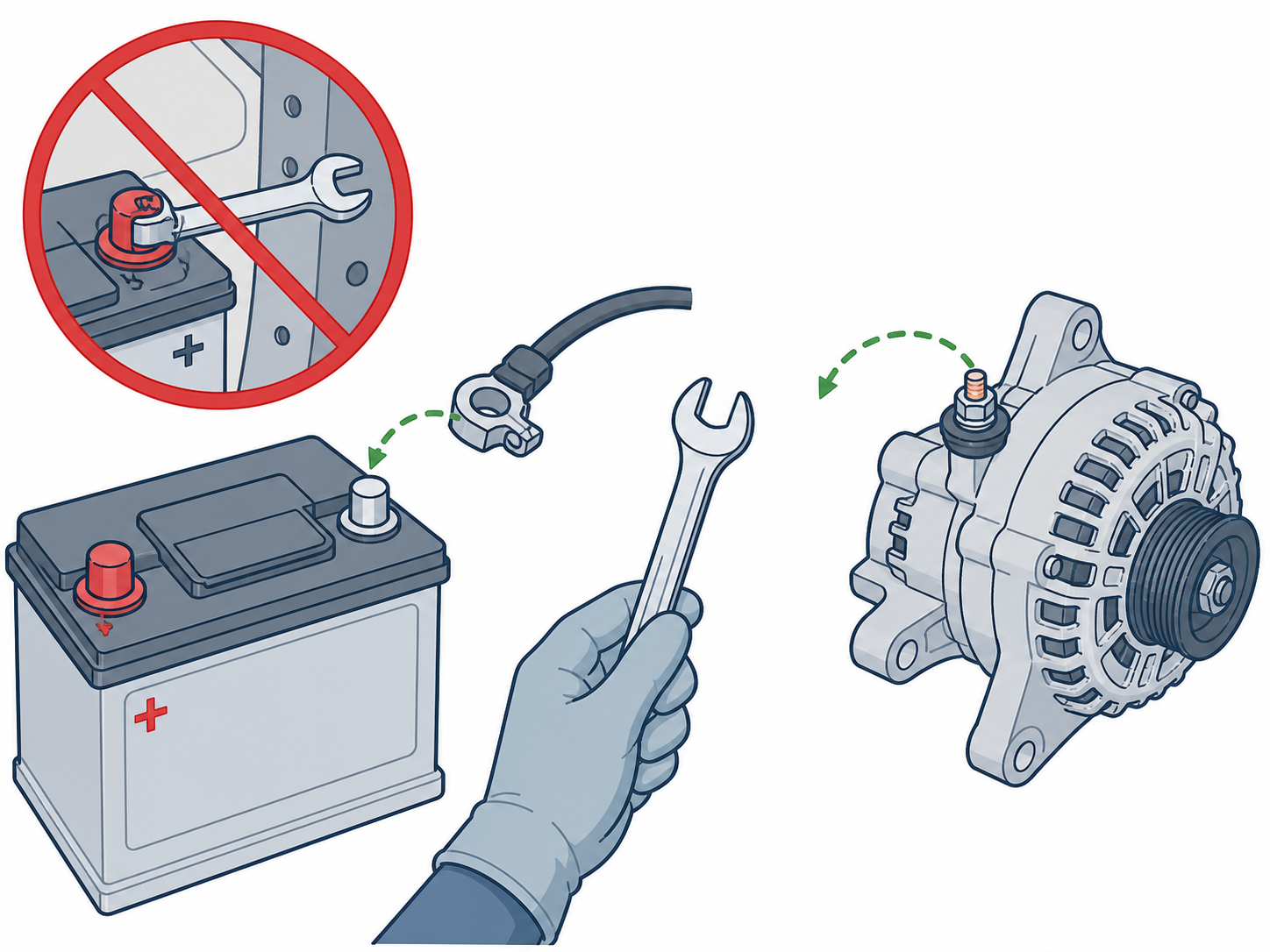 ALT-04 - Avoid short circuit at battery or alternator output terminal