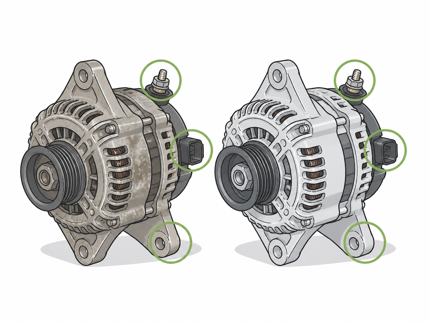 ALT-12 - Compare old and new alternator side by side