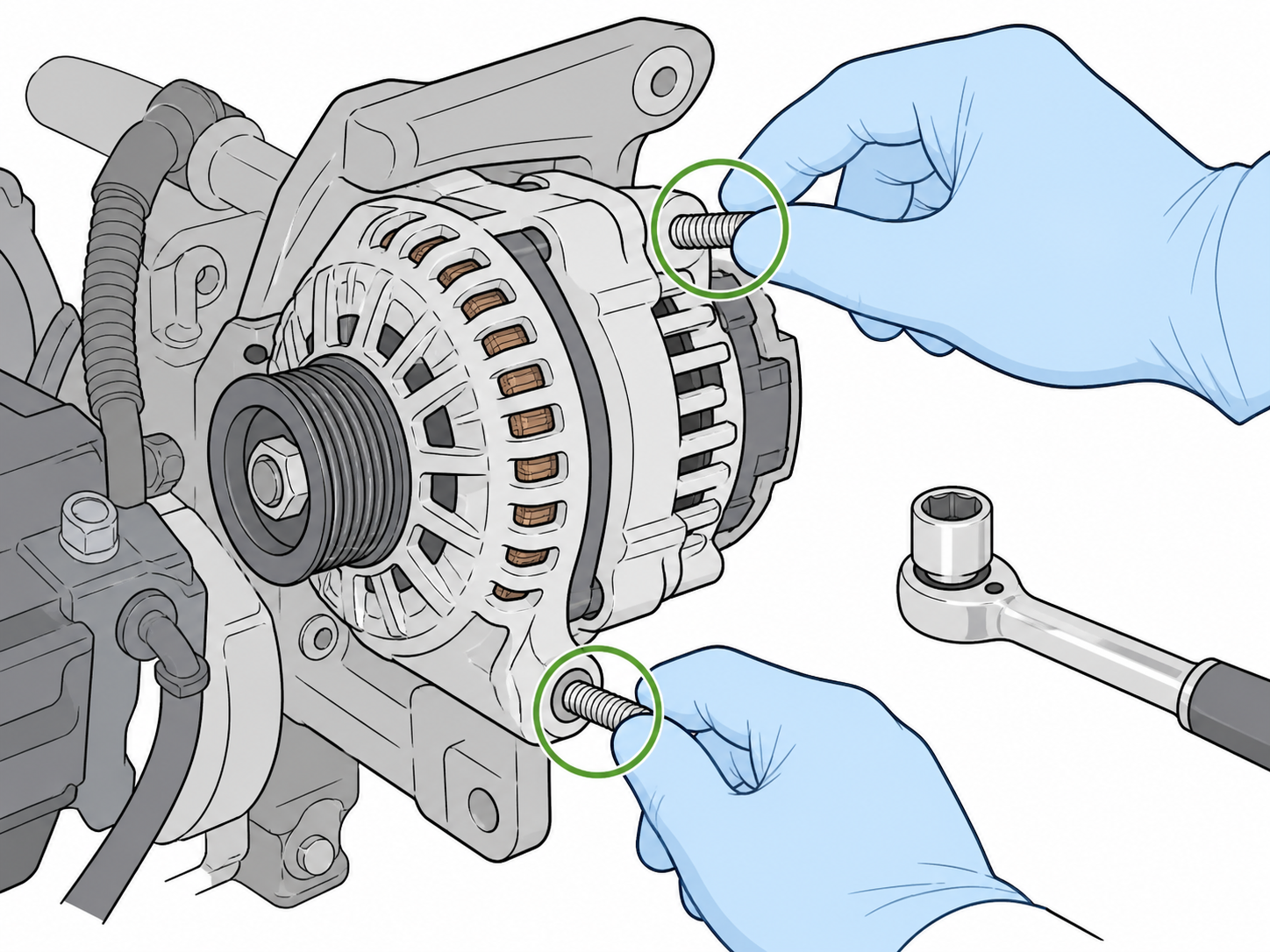 ALT-14 - Thread retaining bolts for the first few turns