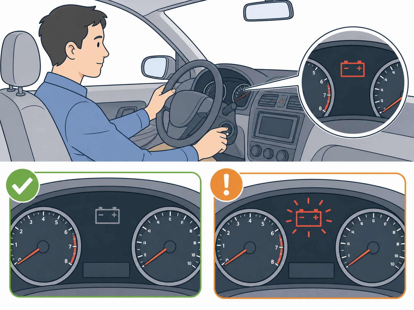 ALT-17 - Start vehicle and watch battery or charging warning light