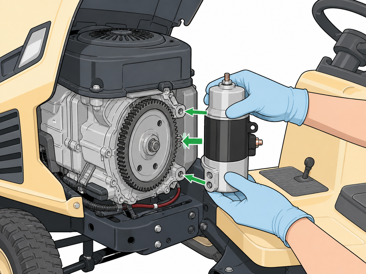 LG-ST-13 - Position new starter on engine mounting surface